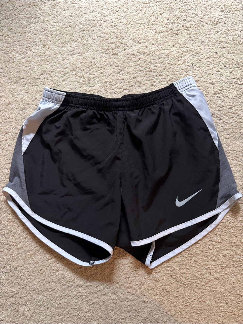 Nike Black and Grey Women's Running Shorts with White Trim